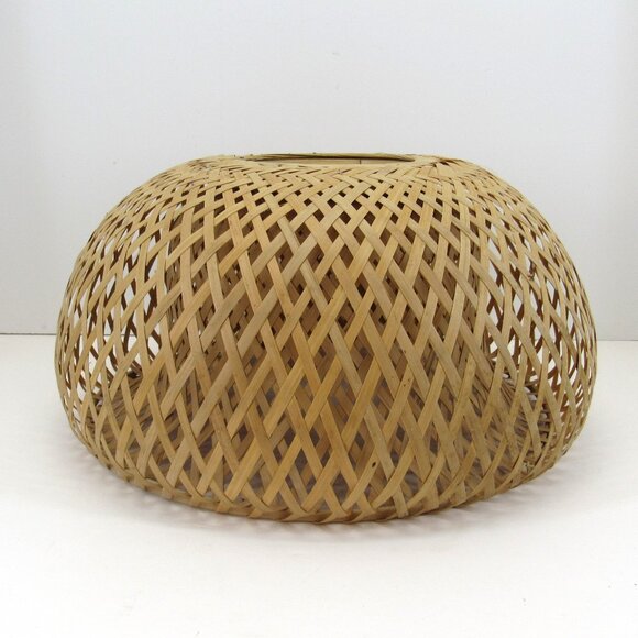 Rattan Pendant Light Shade Round  6" x 12" Natural Rattan Beige/Brown Color - Picture 1 of 8